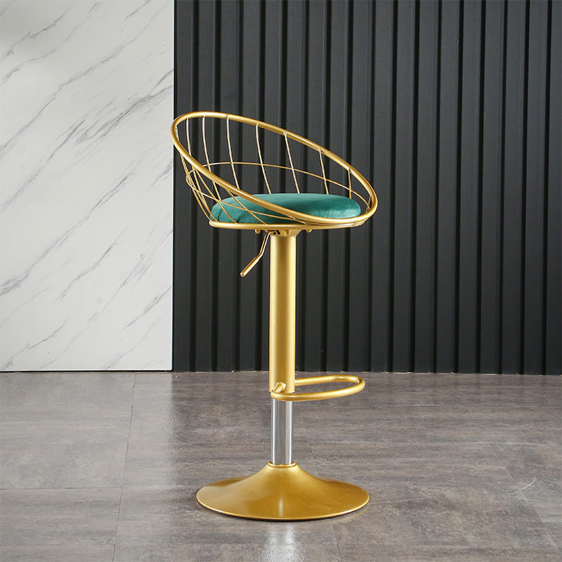 Taburete de bar ajustable Glam, taburete de bar con respaldo y reposapiés y giratorio