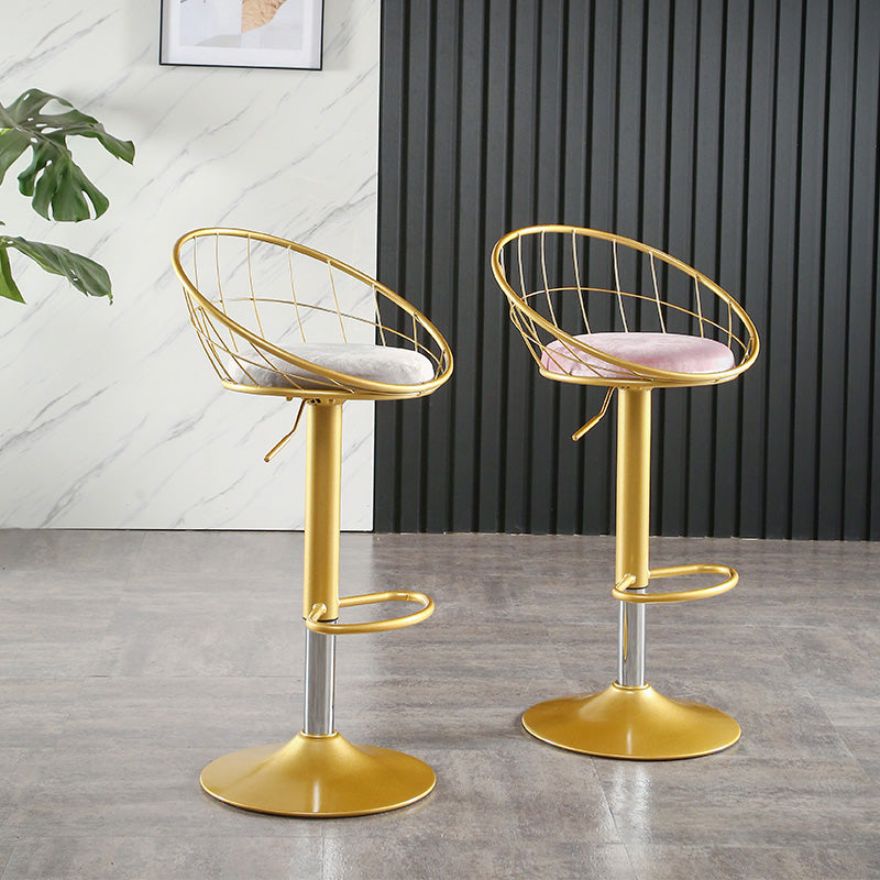 Taburete de bar ajustable Glam, taburete de bar con respaldo y reposapiés y giratorio
