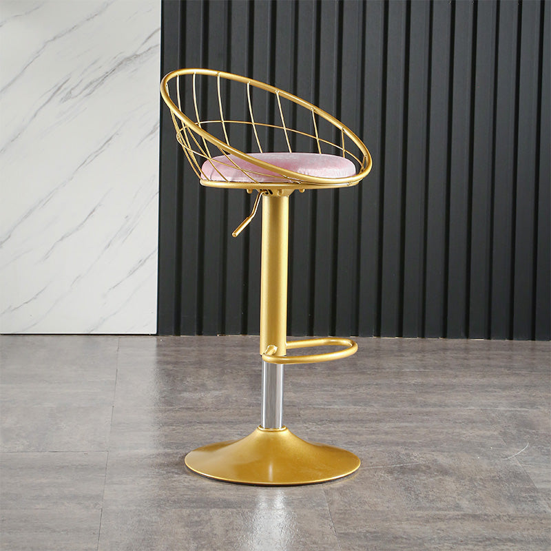 Taburete de bar ajustable Glam, taburete de bar con respaldo y reposapiés y giratorio