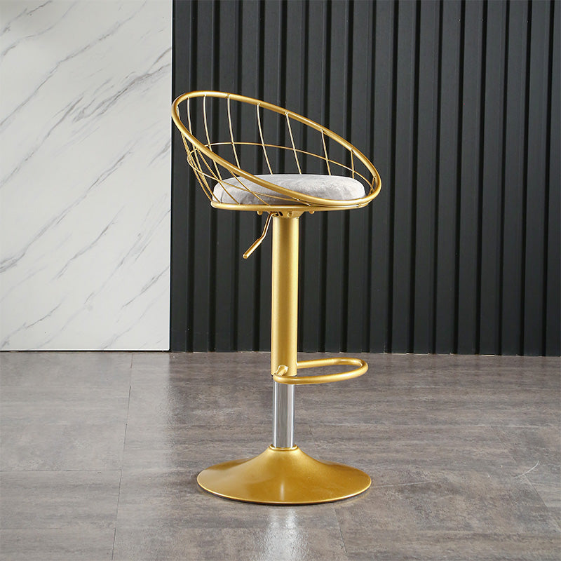 Taburete de bar ajustable Glam, taburete de bar con respaldo y reposapiés y giratorio