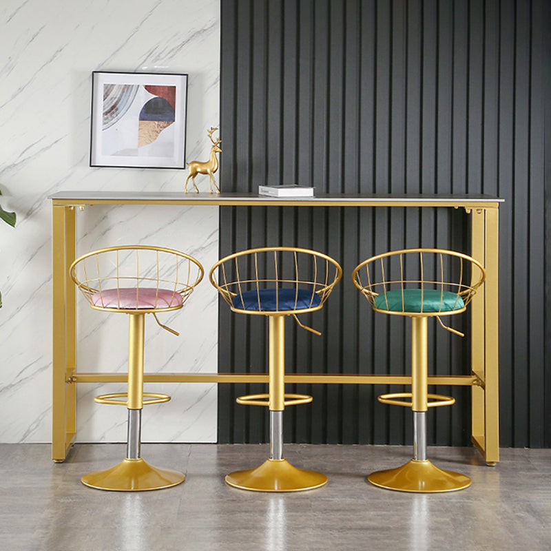 Taburete de bar ajustable Glam, taburete de bar con respaldo y reposapiés y giratorio
