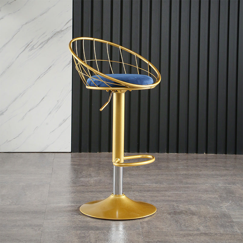 Taburete de bar ajustable Glam, taburete de bar con respaldo y reposapiés y giratorio
