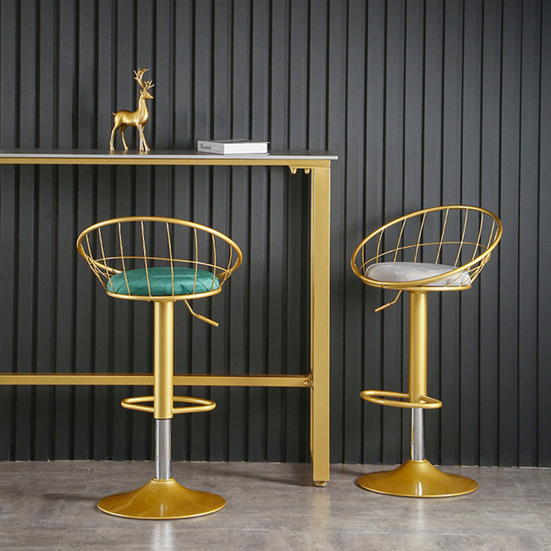 Taburete de bar ajustable Glam, taburete de bar con respaldo y reposapiés y giratorio