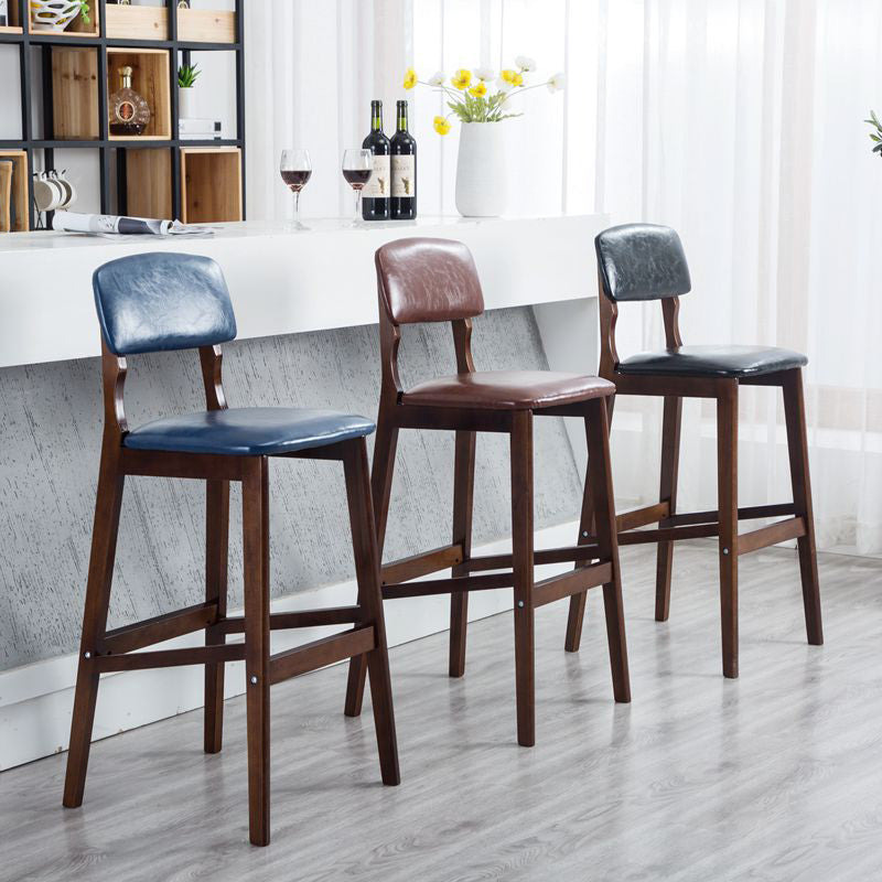 Taburete moderno sin brazos para mostrador, taburete de bar de café de madera con pedal y cojín