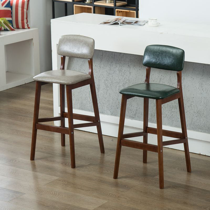 Taburete moderno sin brazos para mostrador, taburete de bar de café de madera con pedal y cojín