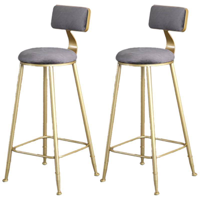 Glam Barhocker ohne Armlehnen, Barhocker aus Eisen, Milchteeladen, mit Samtkissen