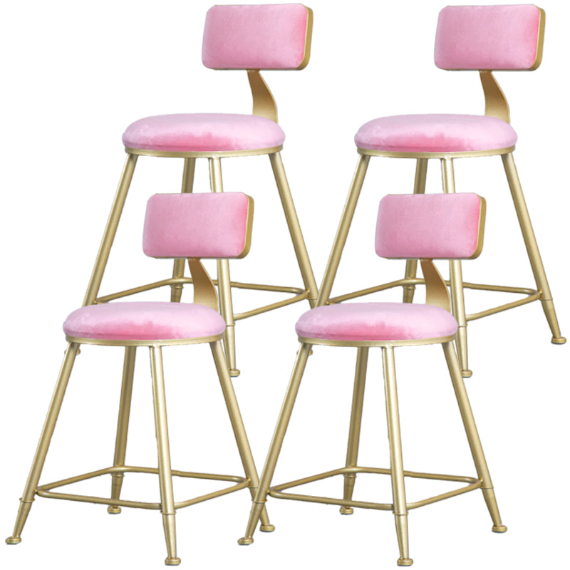 Glam Barhocker ohne Armlehnen, Barhocker aus Eisen, Milchteeladen, mit Samtkissen