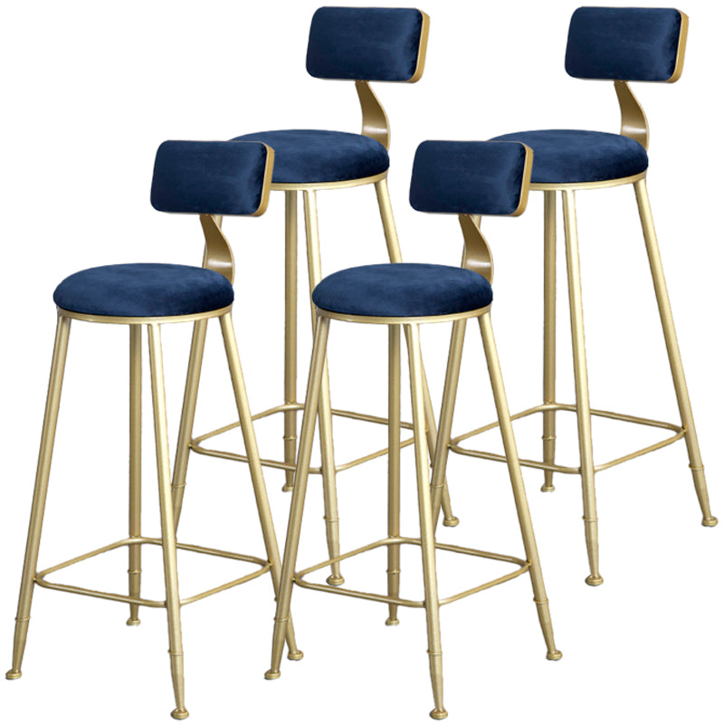 Glam Barhocker ohne Armlehnen, Barhocker aus Eisen, Milchteeladen, mit Samtkissen