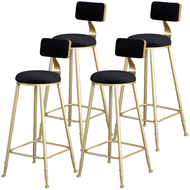 Glam Barhocker ohne Armlehnen, Barhocker aus Eisen, Milchteeladen, mit Samtkissen