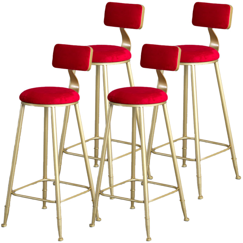 Glam Barhocker ohne Armlehnen, Barhocker aus Eisen, Milchteeladen, mit Samtkissen