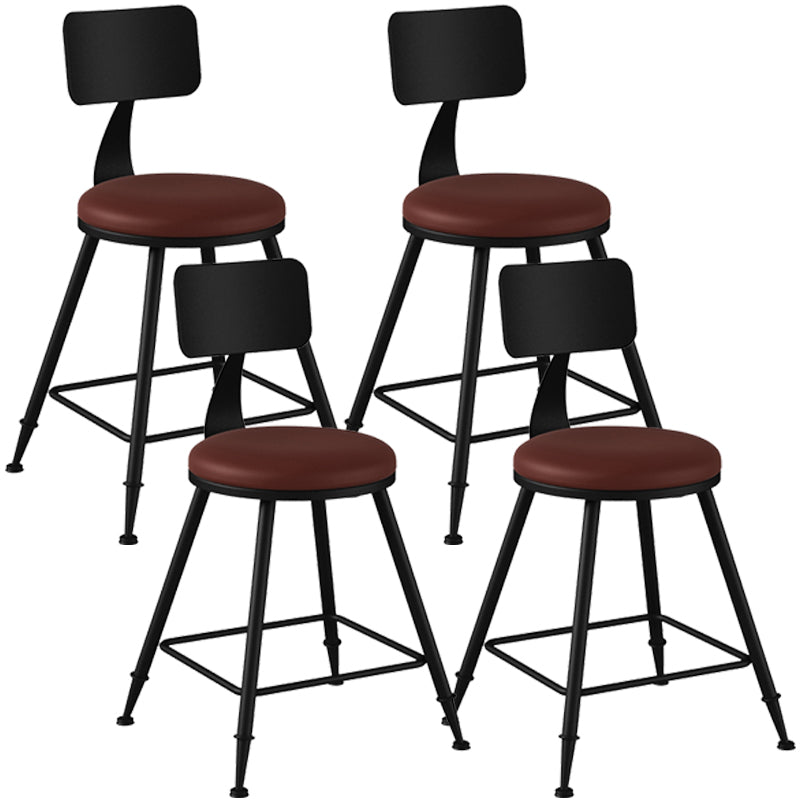 Taburete industrial sin brazos para mostrador, taburete de bar de hierro para cajero con cojín de cuero