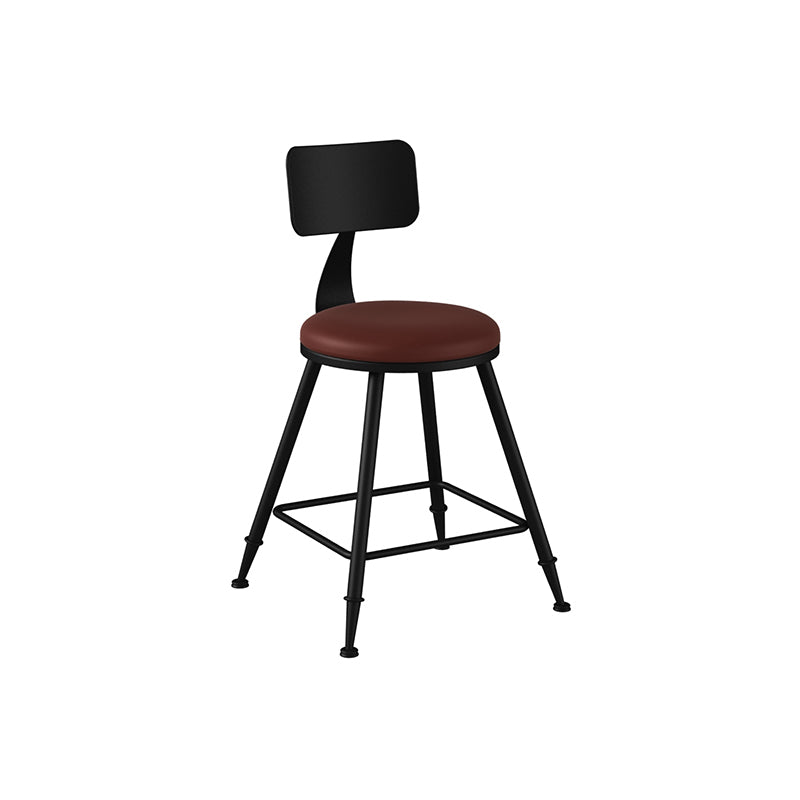 Taburete industrial sin brazos para mostrador, taburete de bar de hierro para cajero con cojín de cuero