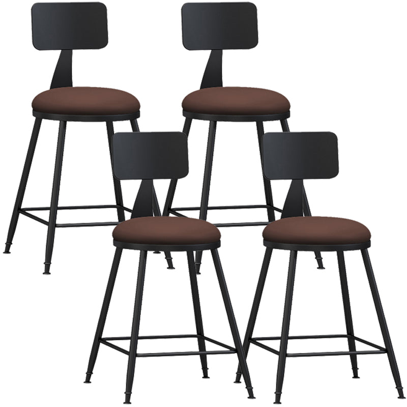 Taburete industrial sin brazos para mostrador, taburete de bar de hierro para cajero con cojín de cuero