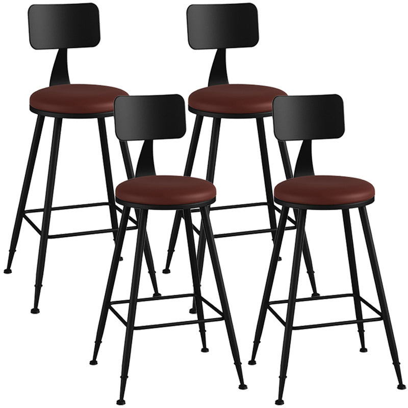 Taburete industrial sin brazos para mostrador, taburete de bar de hierro para cajero con cojín de cuero