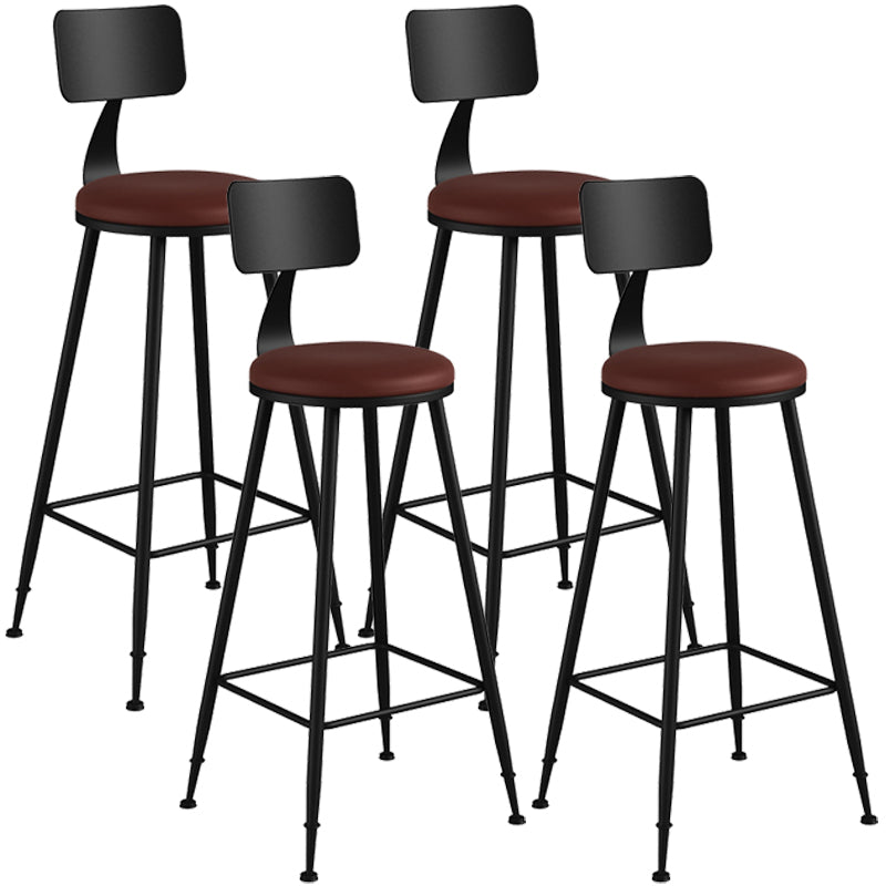 Taburete industrial sin brazos para mostrador, taburete de bar de hierro para cajero con cojín de cuero