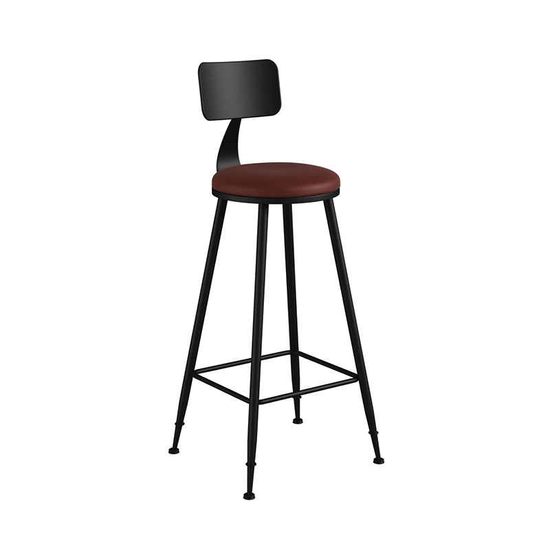 Taburete industrial sin brazos para mostrador, taburete de bar de hierro para cajero con cojín de cuero