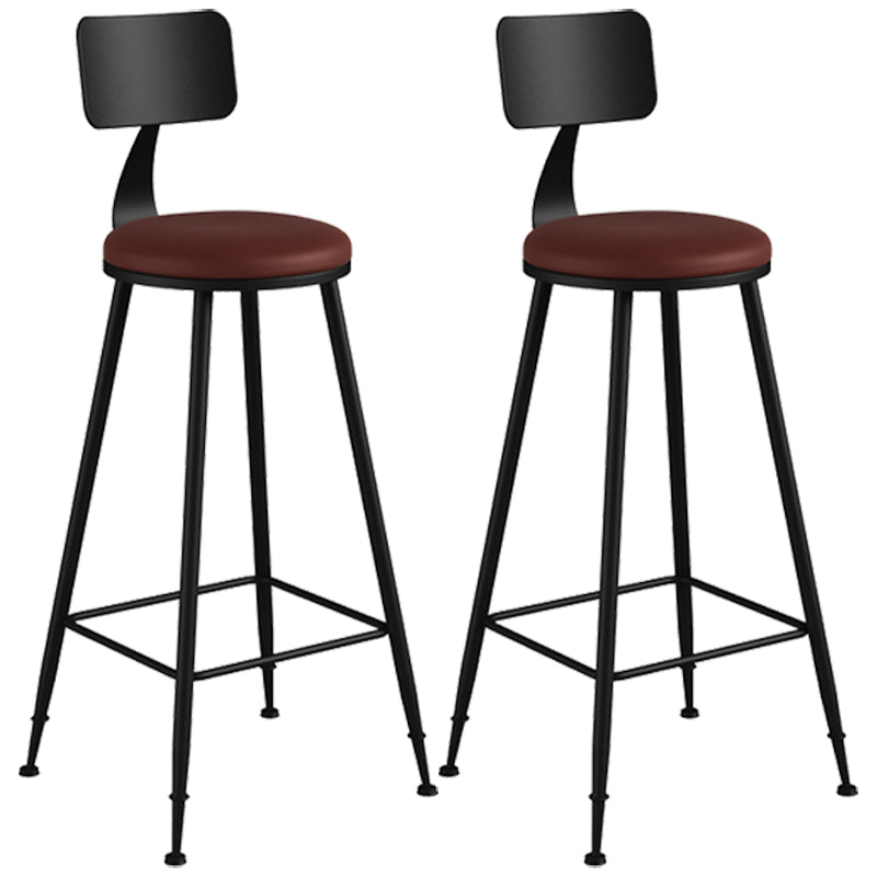 Taburete industrial sin brazos para mostrador, taburete de bar de hierro para cajero con cojín de cuero