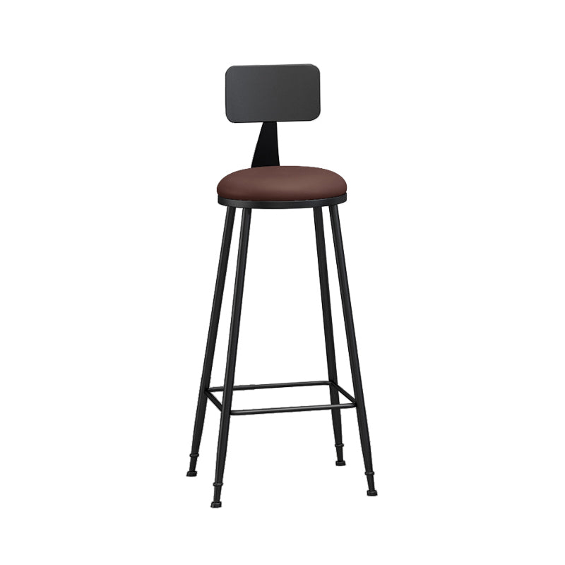 Taburete industrial sin brazos para mostrador, taburete de bar de hierro para cajero con cojín de cuero