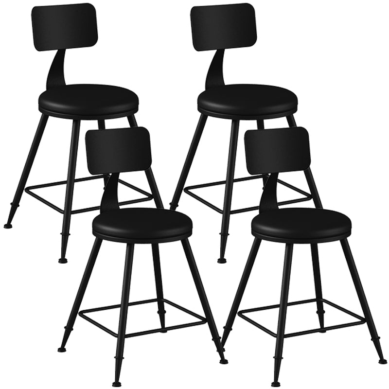 Taburete industrial sin brazos para mostrador, taburete de bar de hierro para cajero con cojín de cuero