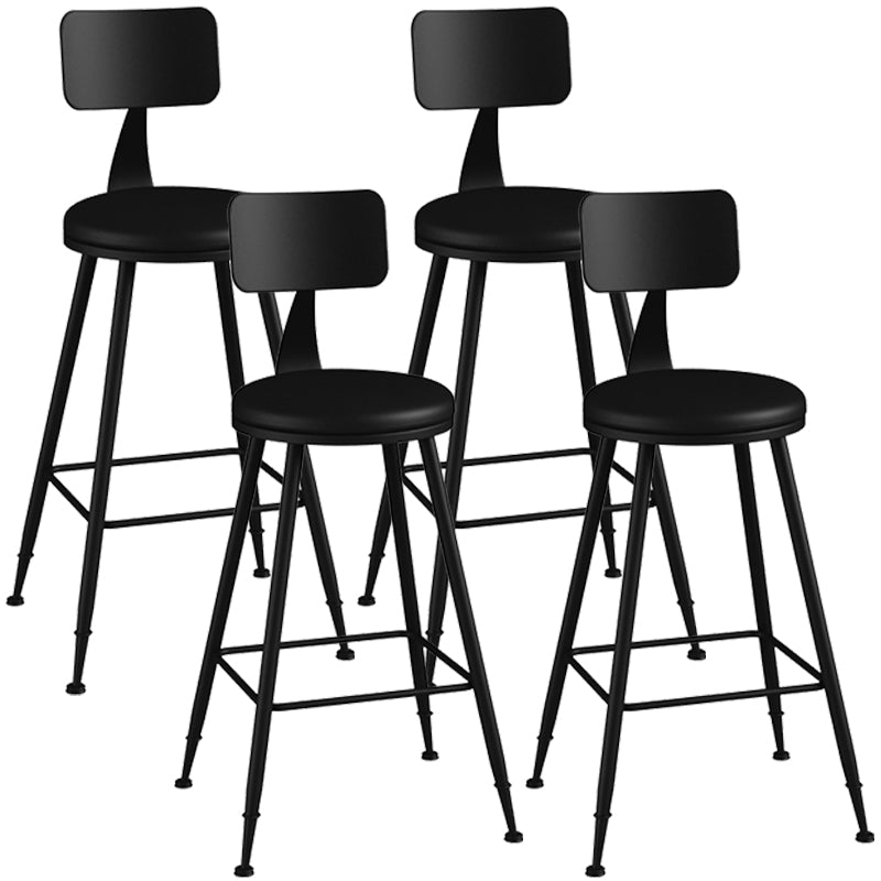 Taburete industrial sin brazos para mostrador, taburete de bar de hierro para cajero con cojín de cuero