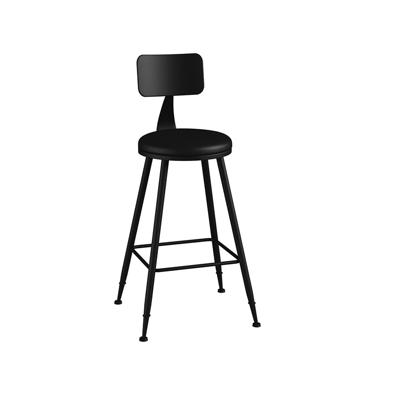 Taburete industrial sin brazos para mostrador, taburete de bar de hierro para cajero con cojín de cuero