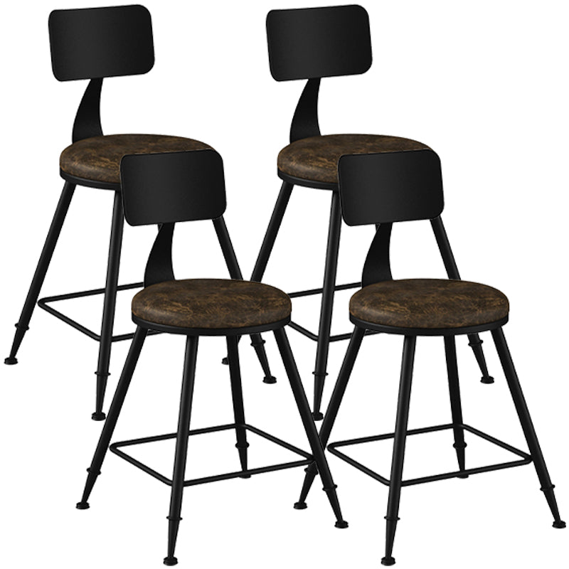 Taburete industrial sin brazos para mostrador, taburete de bar de hierro para cajero con cojín de cuero