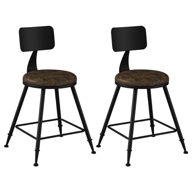 Taburete industrial sin brazos para mostrador, taburete de bar de hierro para cajero con cojín de cuero