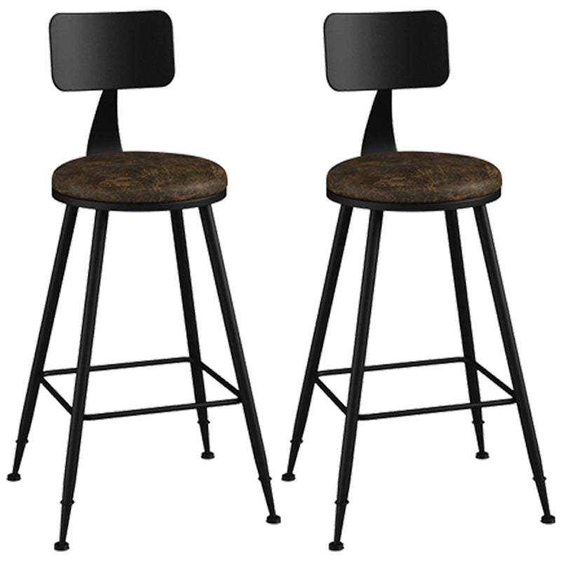 Taburete industrial sin brazos para mostrador, taburete de bar de hierro para cajero con cojín de cuero