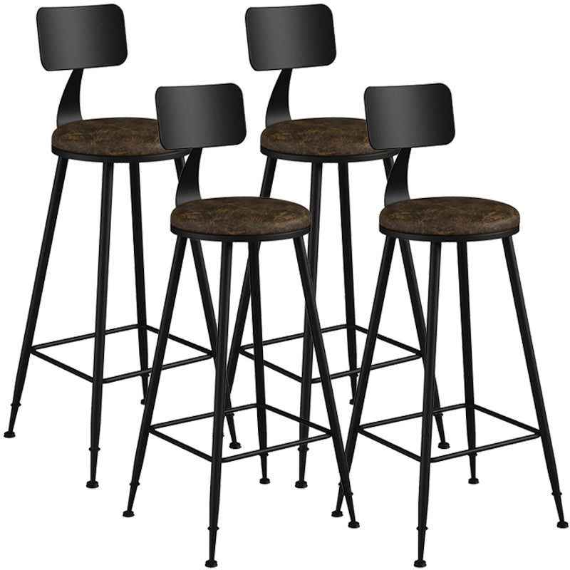 Taburete industrial sin brazos para mostrador, taburete de bar de hierro para cajero con cojín de cuero