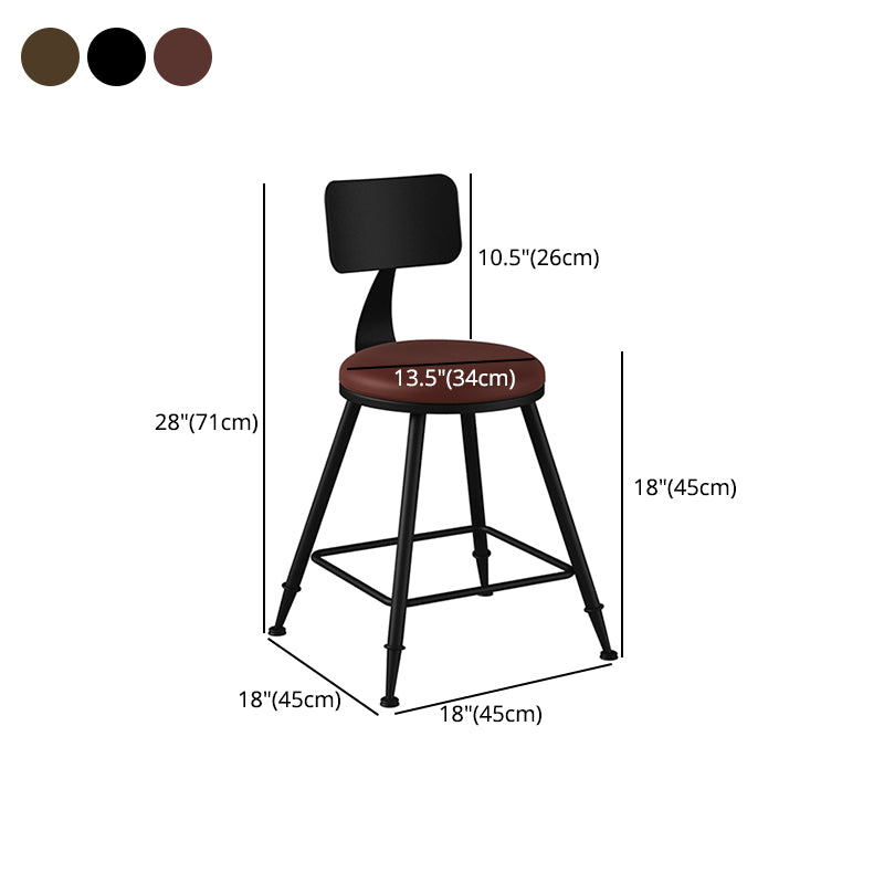 Taburete industrial sin brazos para mostrador, taburete de bar de hierro para cajero con cojín de cuero