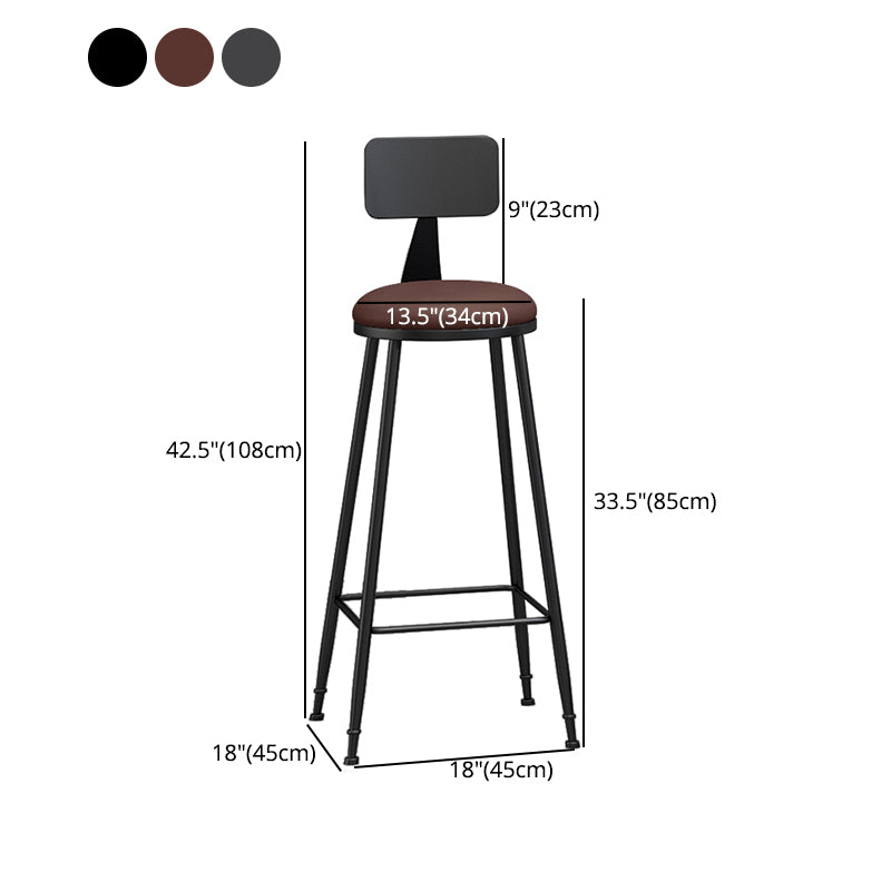 Taburete industrial sin brazos para mostrador, taburete de bar de hierro para cajero con cojín de cuero
