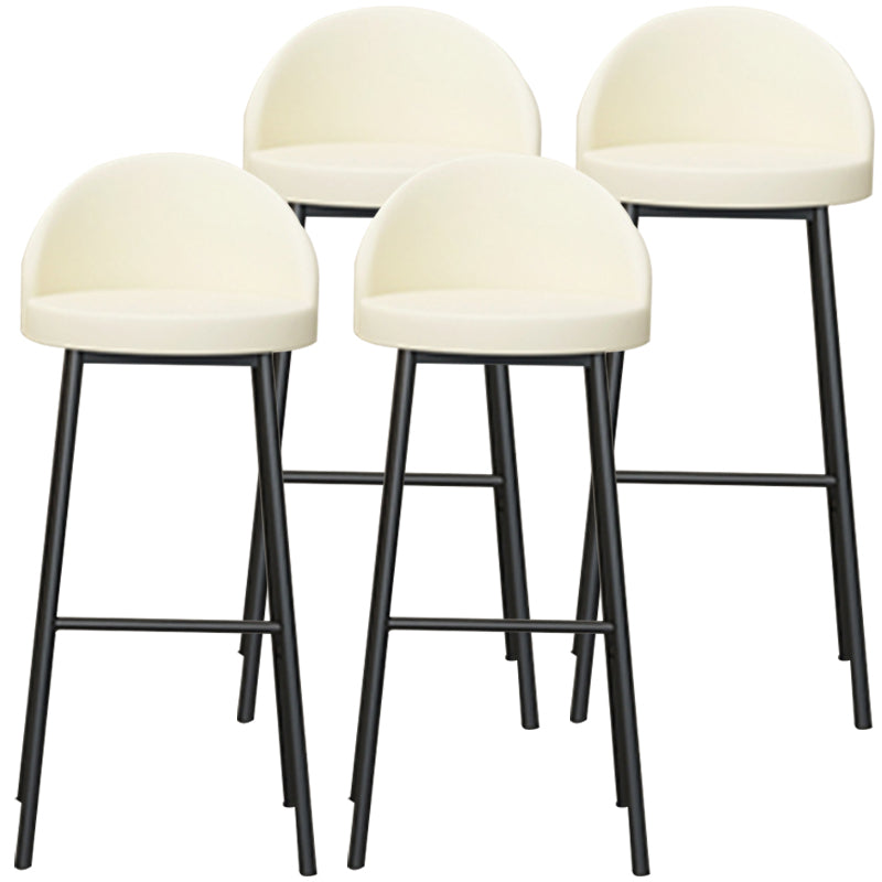 Modern Armless Backrest Counter Stool Iron Cafe Bar Stool with Leather Cushion and Pedal