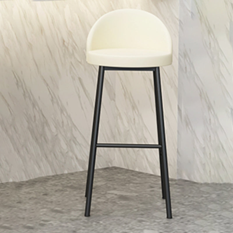 Modern Armless Backrest Counter Stool Iron Cafe Bar Stool with Leather Cushion and Pedal