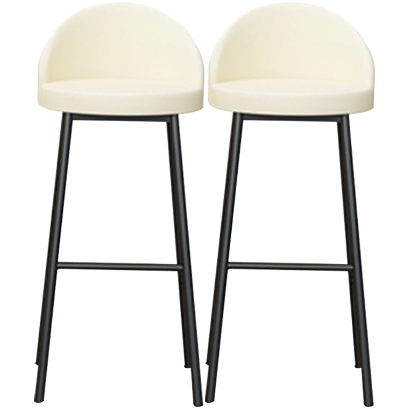 Modern Armless Backrest Counter Stool Iron Cafe Bar Stool with Leather Cushion and Pedal