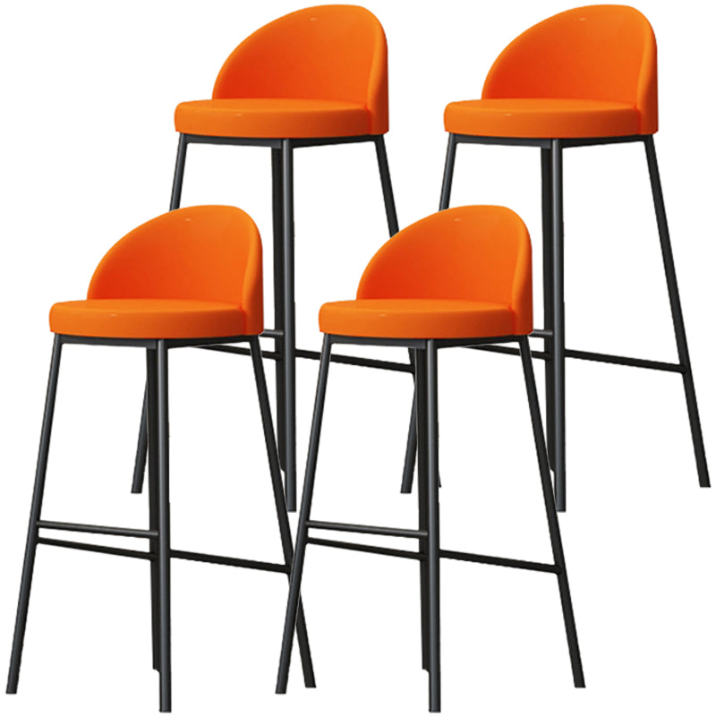 Modern Armless Backrest Counter Stool Iron Cafe Bar Stool with Leather Cushion and Pedal