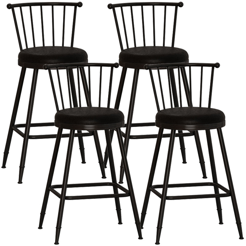 Taburete de bar moderno sin brazos con respaldo, taburete de acero para tienda de té con leche y cojín de cuero