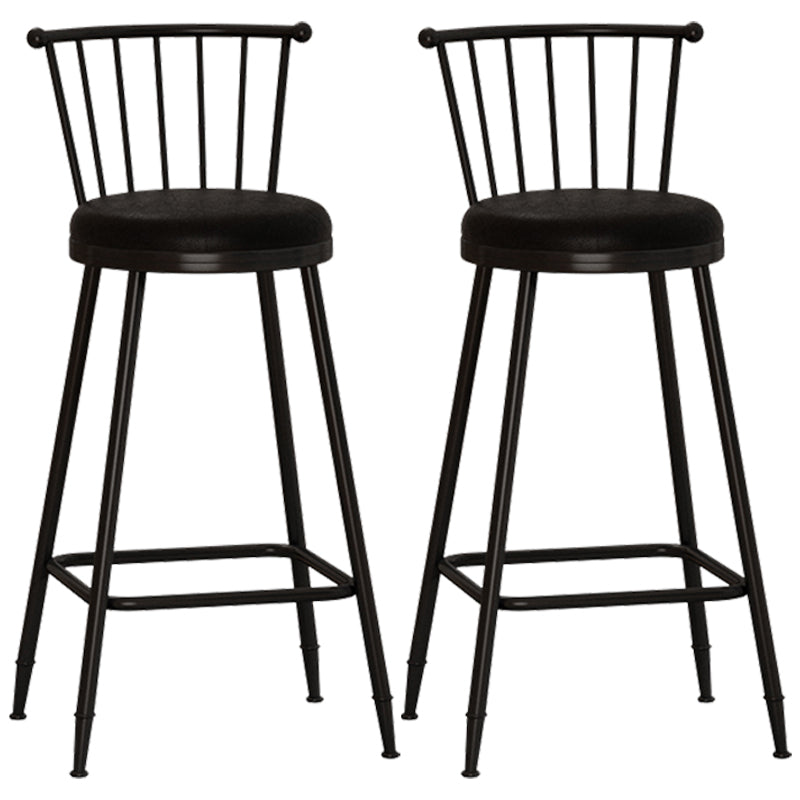 Taburete de bar moderno sin brazos con respaldo, taburete de acero para tienda de té con leche y cojín de cuero