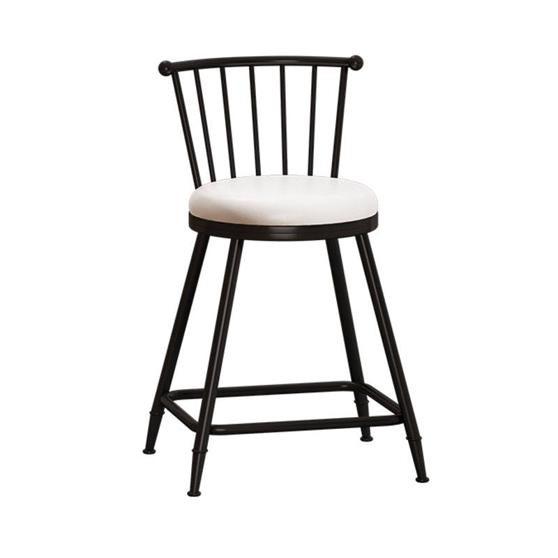 Taburete de bar moderno sin brazos con respaldo, taburete de acero para tienda de té con leche y cojín de cuero