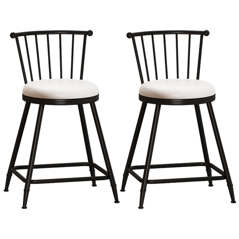 Taburete de bar moderno sin brazos con respaldo, taburete de acero para tienda de té con leche y cojín de cuero