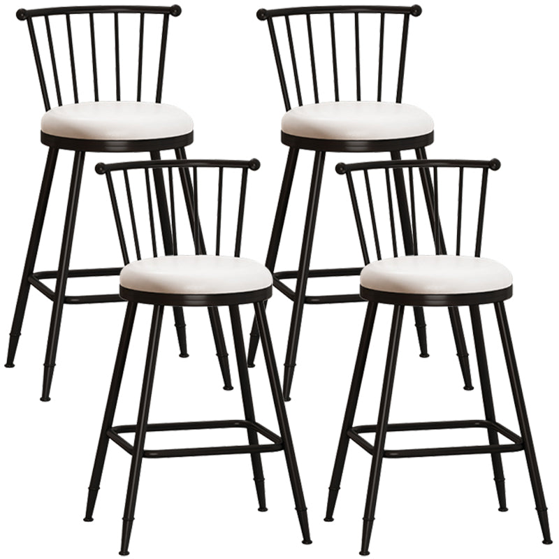 Taburete de bar moderno sin brazos con respaldo, taburete de acero para tienda de té con leche y cojín de cuero