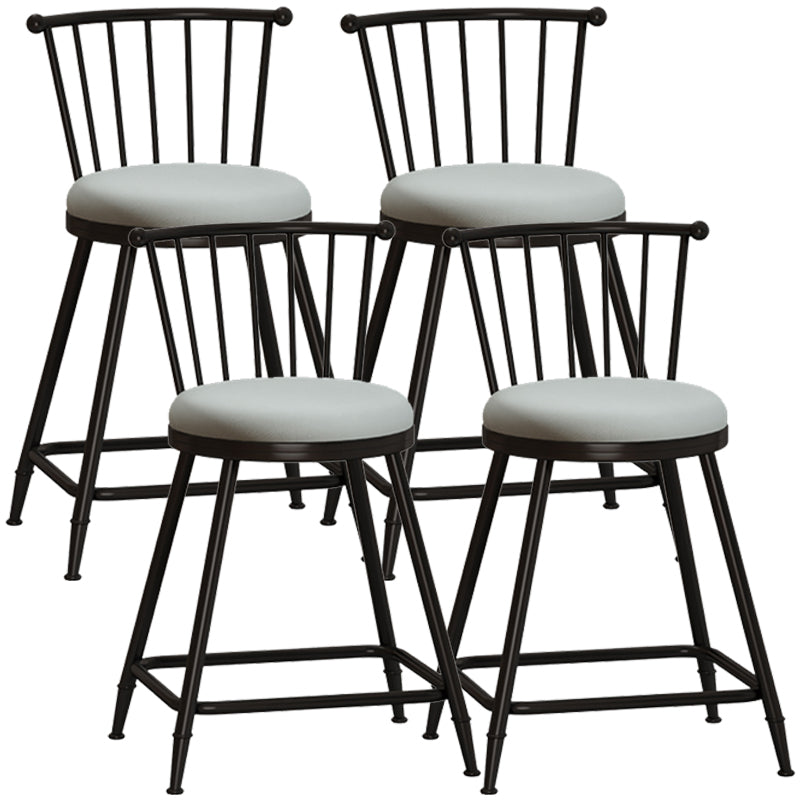 Taburete de bar moderno sin brazos con respaldo, taburete de acero para tienda de té con leche y cojín de cuero