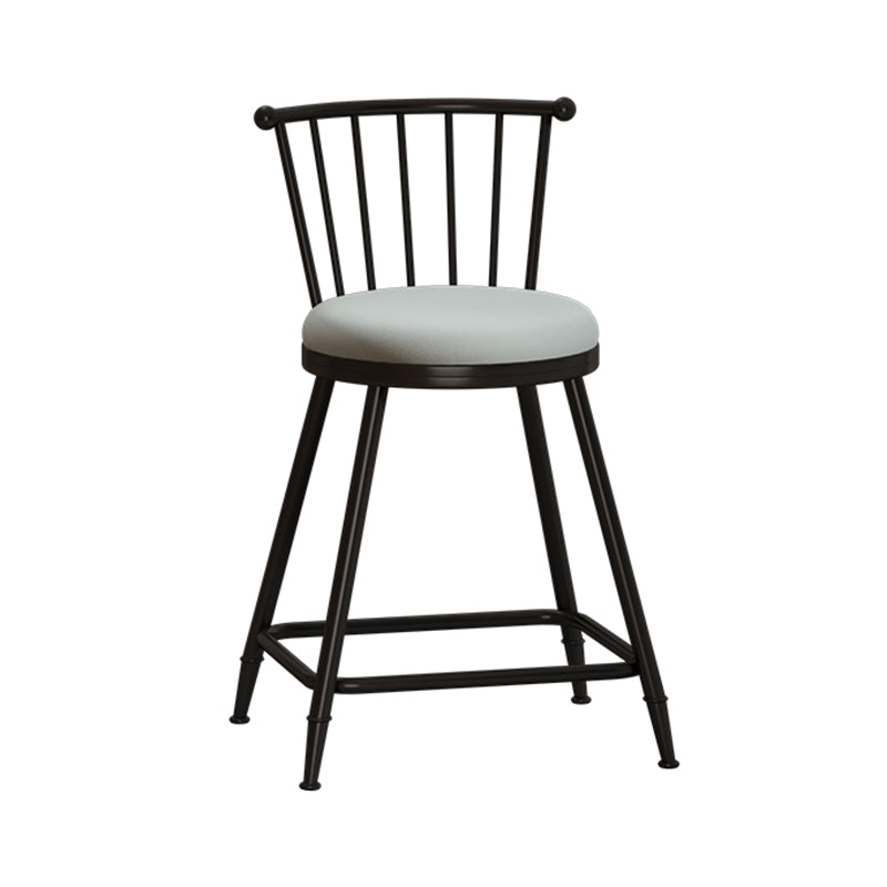 Taburete de bar moderno sin brazos con respaldo, taburete de acero para tienda de té con leche y cojín de cuero