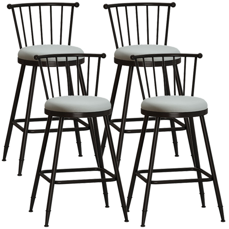 Taburete de bar moderno sin brazos con respaldo, taburete de acero para tienda de té con leche y cojín de cuero