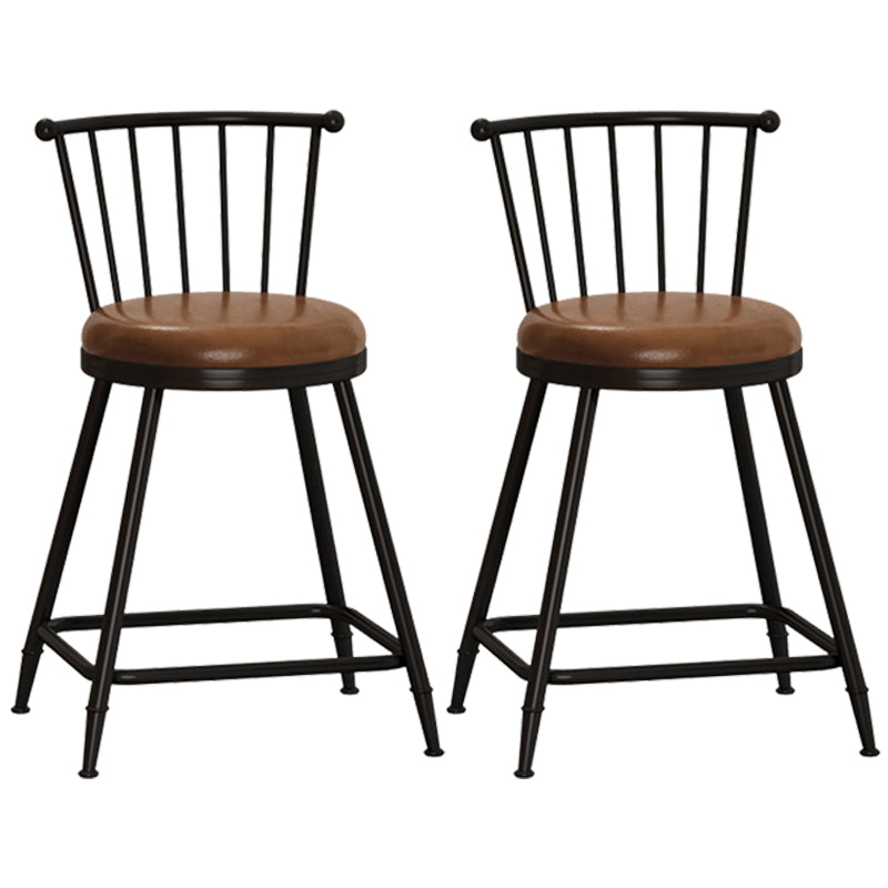 Taburete de bar moderno sin brazos con respaldo, taburete de acero para tienda de té con leche y cojín de cuero