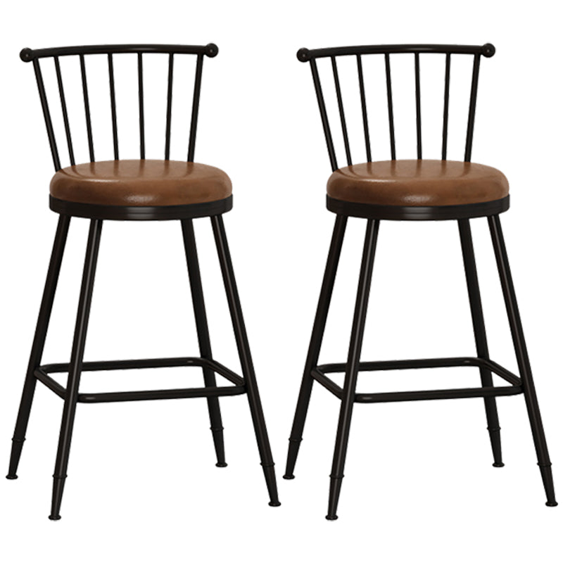 Taburete de bar moderno sin brazos con respaldo, taburete de acero para tienda de té con leche y cojín de cuero