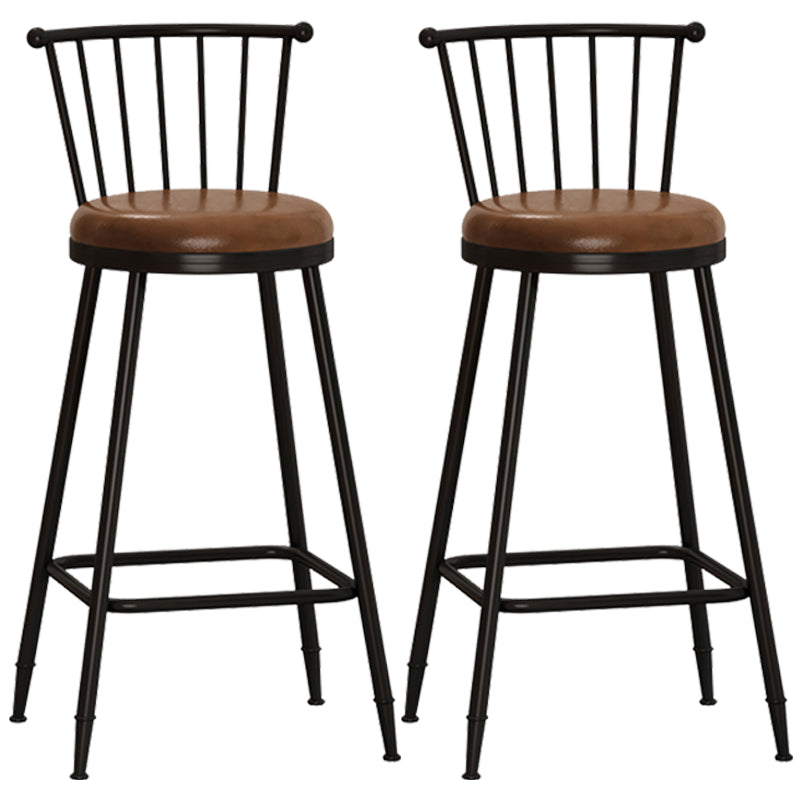 Taburete de bar moderno sin brazos con respaldo, taburete de acero para tienda de té con leche y cojín de cuero