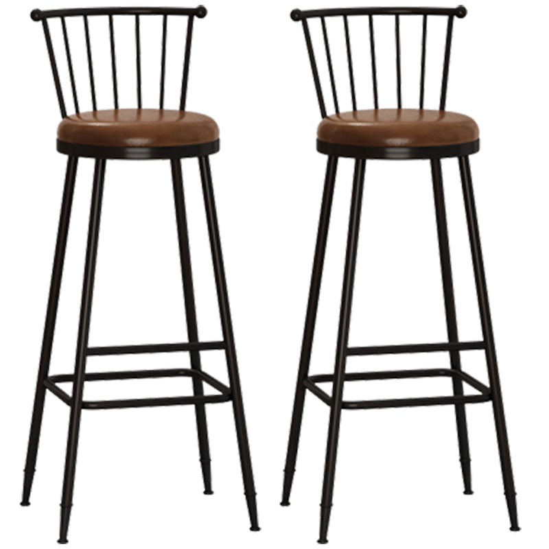 Taburete de bar moderno sin brazos con respaldo, taburete de acero para tienda de té con leche y cojín de cuero
