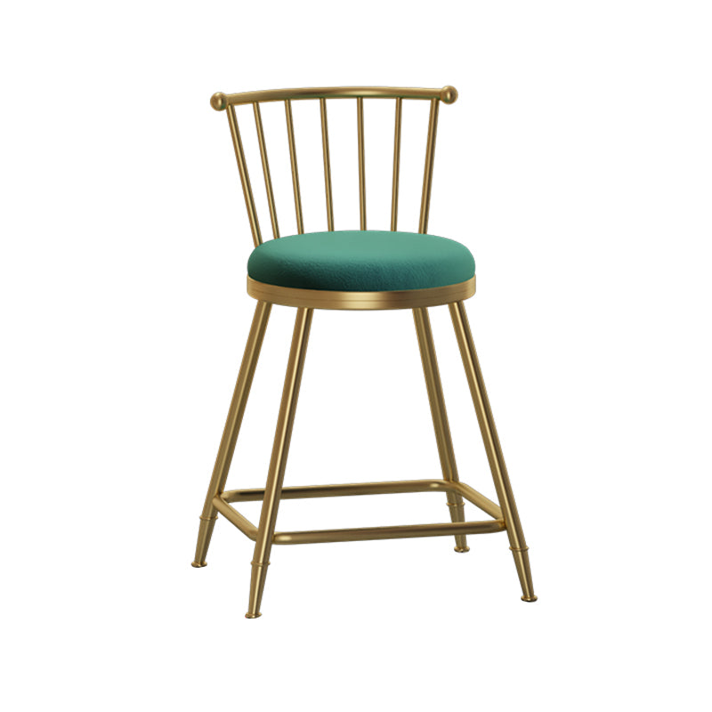 Glam Barhocker ohne Armlehnen, Barhocker aus Stahl für den Milchteeladen mit Samtkissen