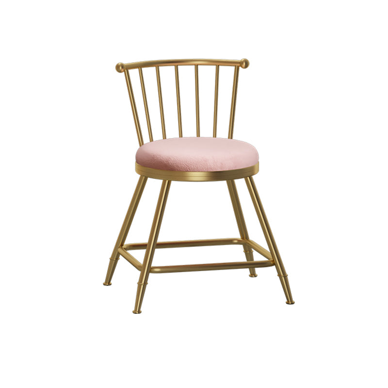 Glam Barhocker ohne Armlehnen, Barhocker aus Stahl für den Milchteeladen mit Samtkissen