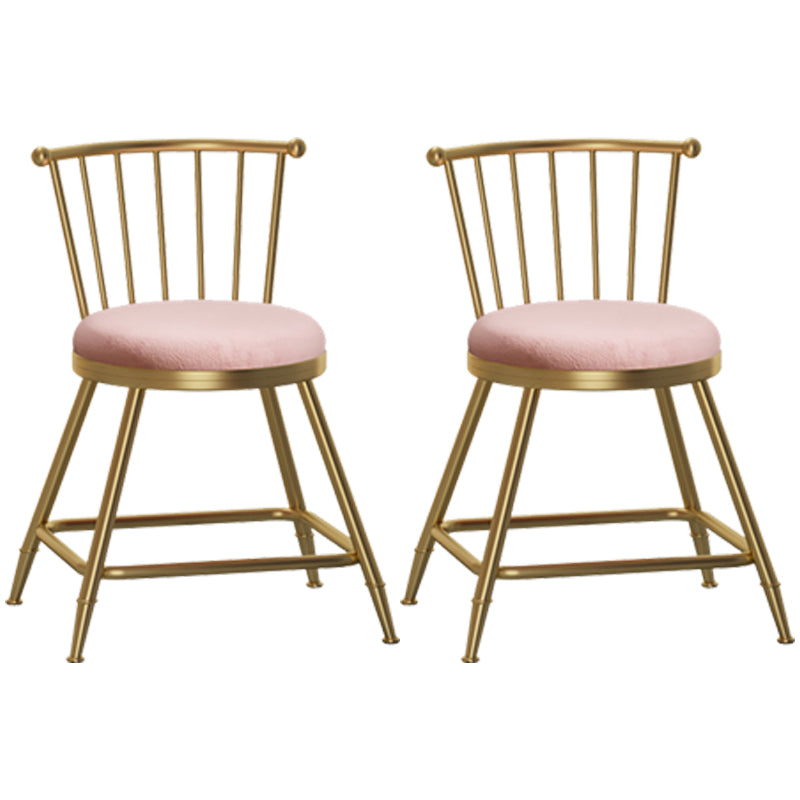 Glam Barhocker ohne Armlehnen, Barhocker aus Stahl für den Milchteeladen mit Samtkissen